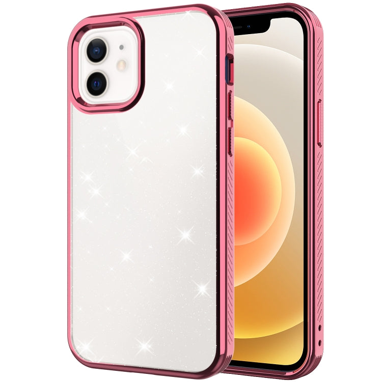 For iPhone 12 mini Electroplating Frame Glitter Powder Protective Case