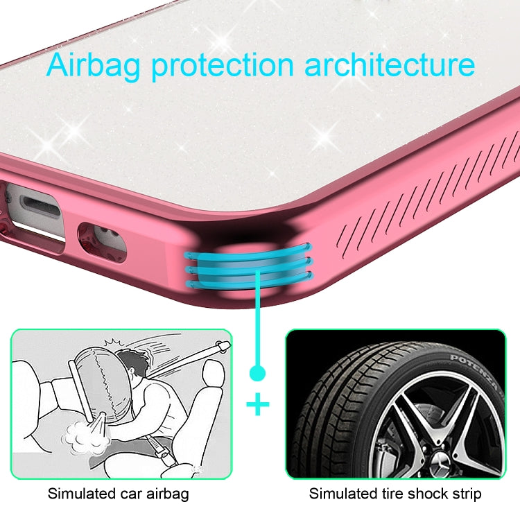 For iPhone 12 mini Electroplating Frame Glitter Powder Protective Case