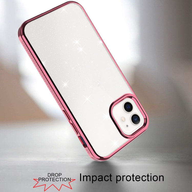 For iPhone 12 mini Electroplating Frame Glitter Powder Protective Case