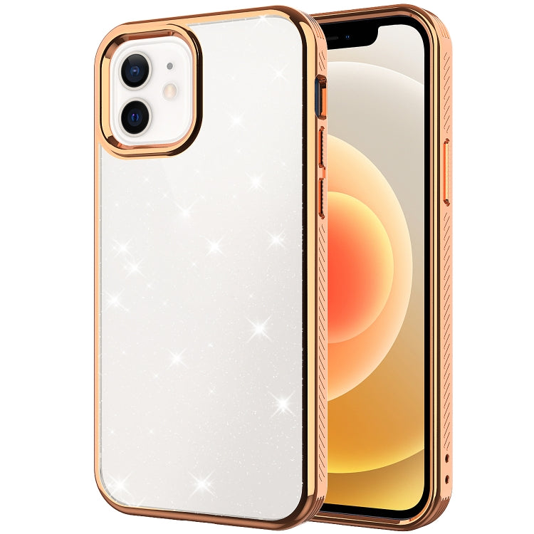For iPhone 12 mini Electroplating Frame Glitter Powder Protective Case