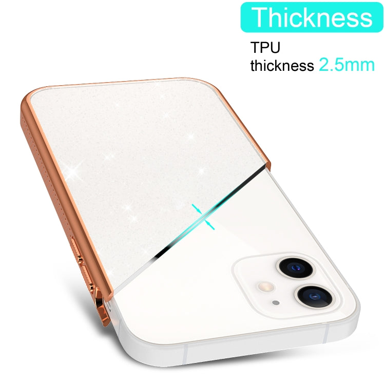 For iPhone 12 mini Electroplating Frame Glitter Powder Protective Case