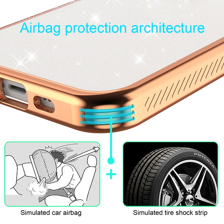 For iPhone 12 mini Electroplating Frame Glitter Powder Protective Case