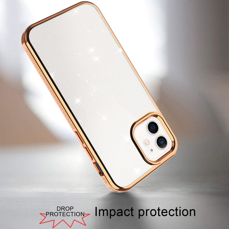 For iPhone 12 mini Electroplating Frame Glitter Powder Protective Case