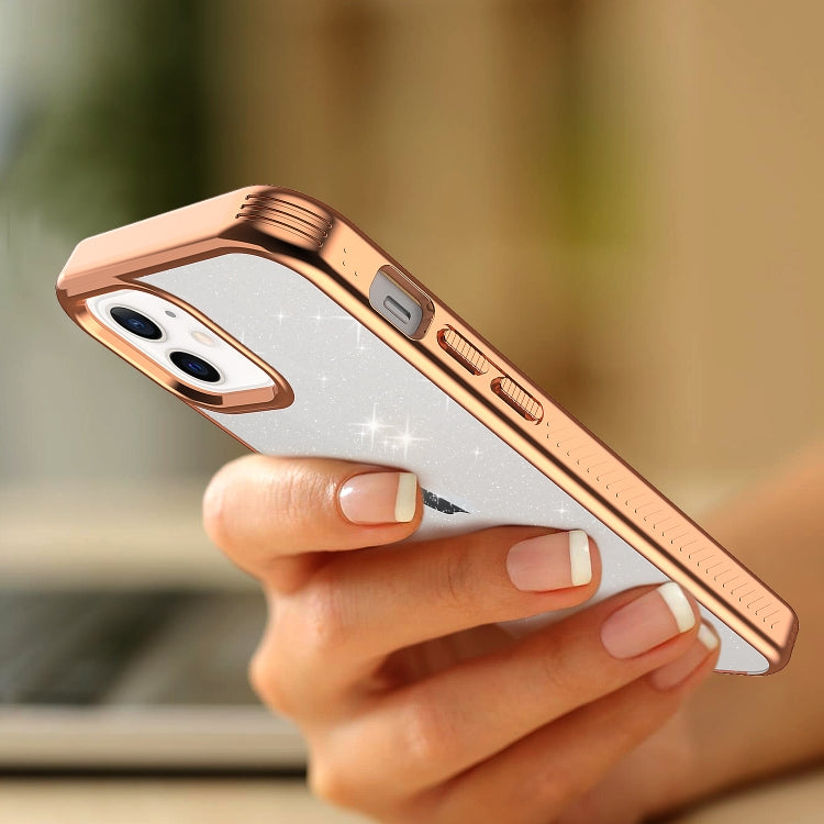 For iPhone 12 mini Electroplating Frame Glitter Powder Protective Case