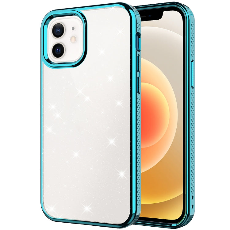 For iPhone 12 mini Electroplating Frame Glitter Powder Protective Case