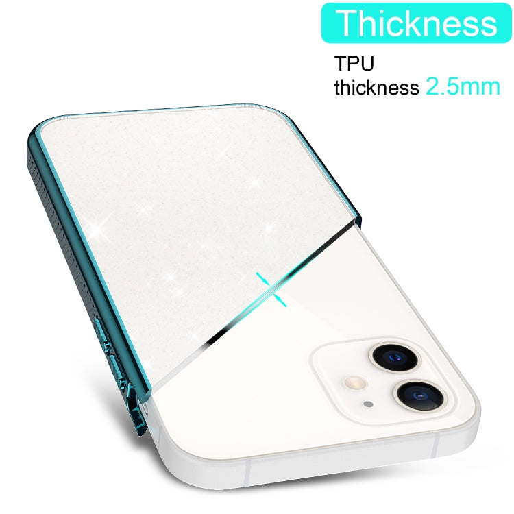 For iPhone 12 mini Electroplating Frame Glitter Powder Protective Case