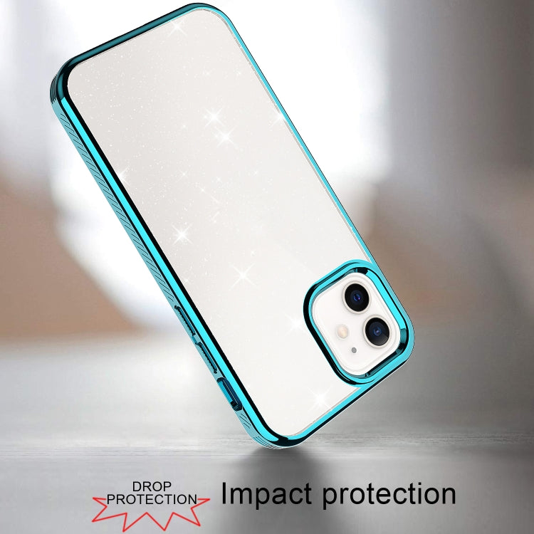 For iPhone 12 mini Electroplating Frame Glitter Powder Protective Case