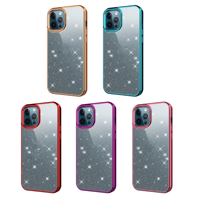 For iPhone 12 / 12 Pro Electroplating Frame Glitter Powder Protective Case