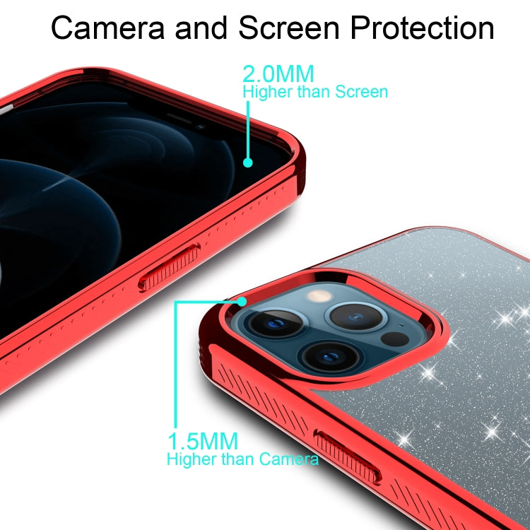 For iPhone 12 / 12 Pro Electroplating Frame Glitter Powder Protective Case