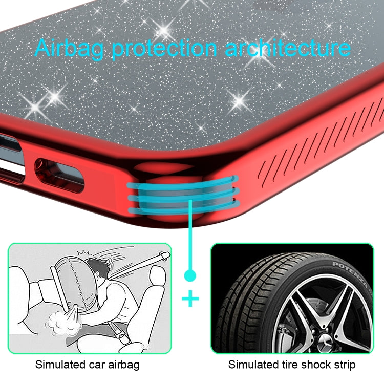 For iPhone 12 / 12 Pro Electroplating Frame Glitter Powder Protective Case