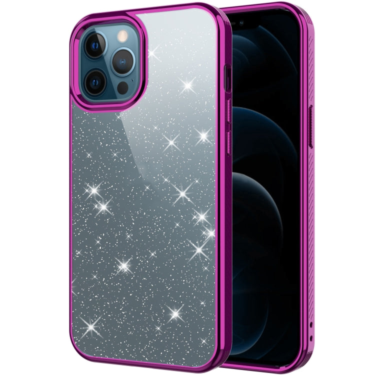 For iPhone 12 / 12 Pro Electroplating Frame Glitter Powder Protective Case