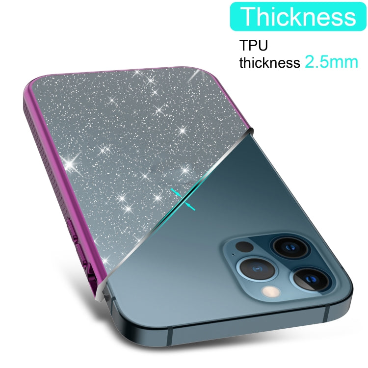 For iPhone 12 / 12 Pro Electroplating Frame Glitter Powder Protective Case
