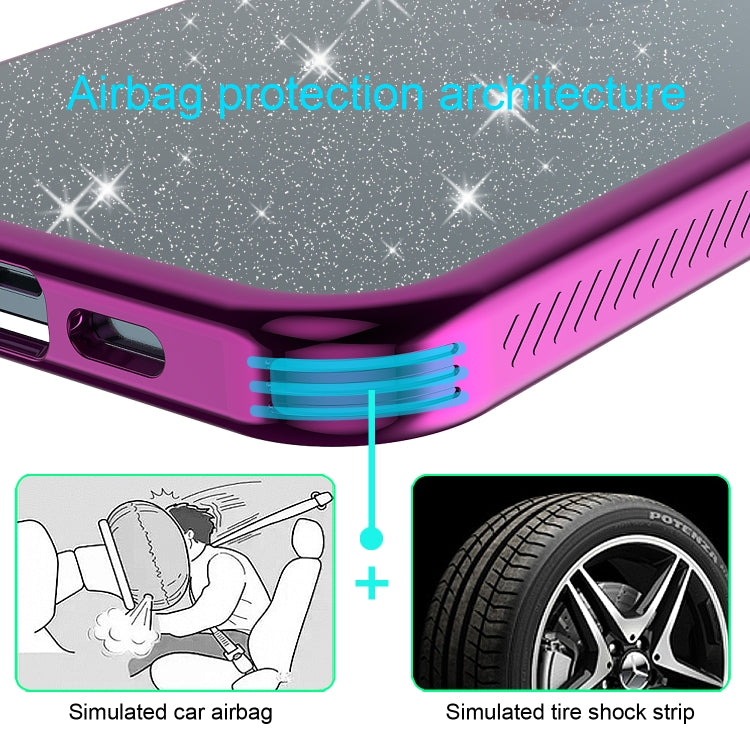 For iPhone 12 / 12 Pro Electroplating Frame Glitter Powder Protective Case