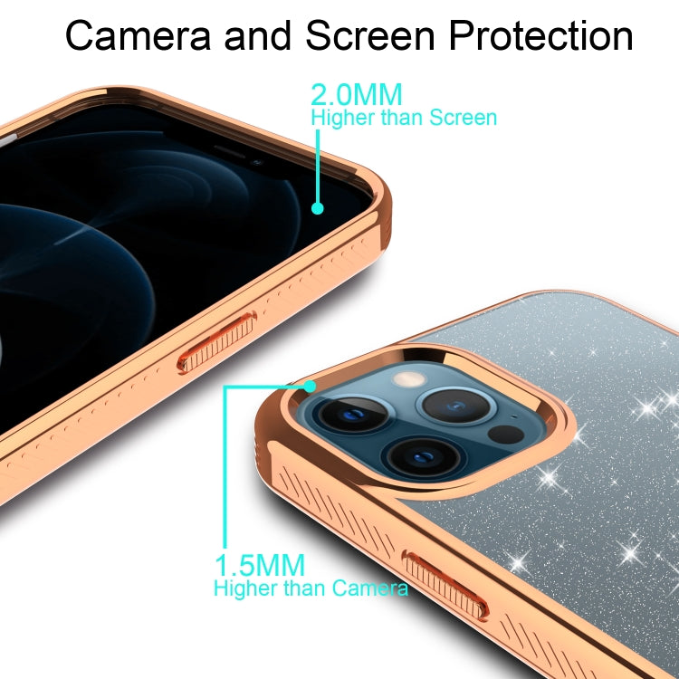 For iPhone 12 / 12 Pro Electroplating Frame Glitter Powder Protective Case