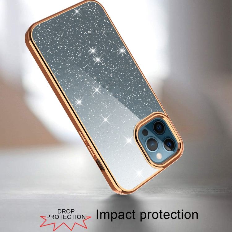 For iPhone 12 / 12 Pro Electroplating Frame Glitter Powder Protective Case