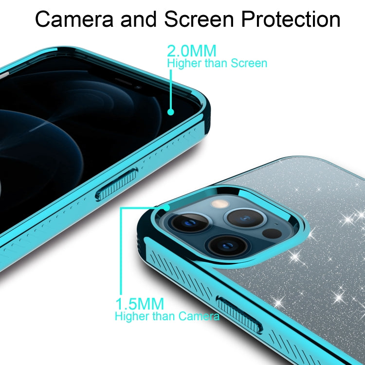 For iPhone 12 / 12 Pro Electroplating Frame Glitter Powder Protective Case