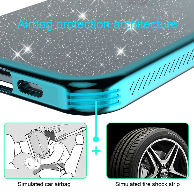 For iPhone 12 / 12 Pro Electroplating Frame Glitter Powder Protective Case