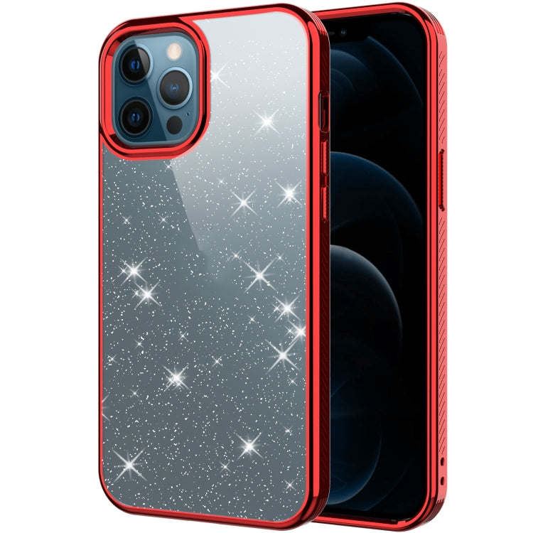 For iPhone 12 Pro Max Electroplating Frame Glitter Powder Protective Case