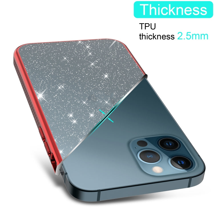 For iPhone 12 Pro Max Electroplating Frame Glitter Powder Protective Case