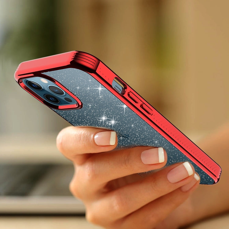 For iPhone 12 Pro Max Electroplating Frame Glitter Powder Protective Case