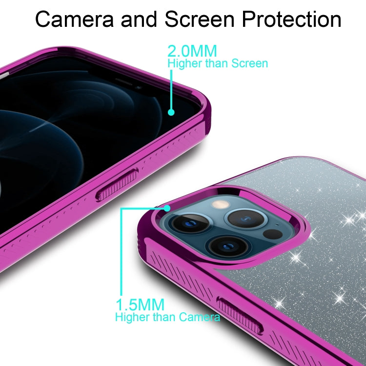 For iPhone 12 Pro Max Electroplating Frame Glitter Powder Protective Case