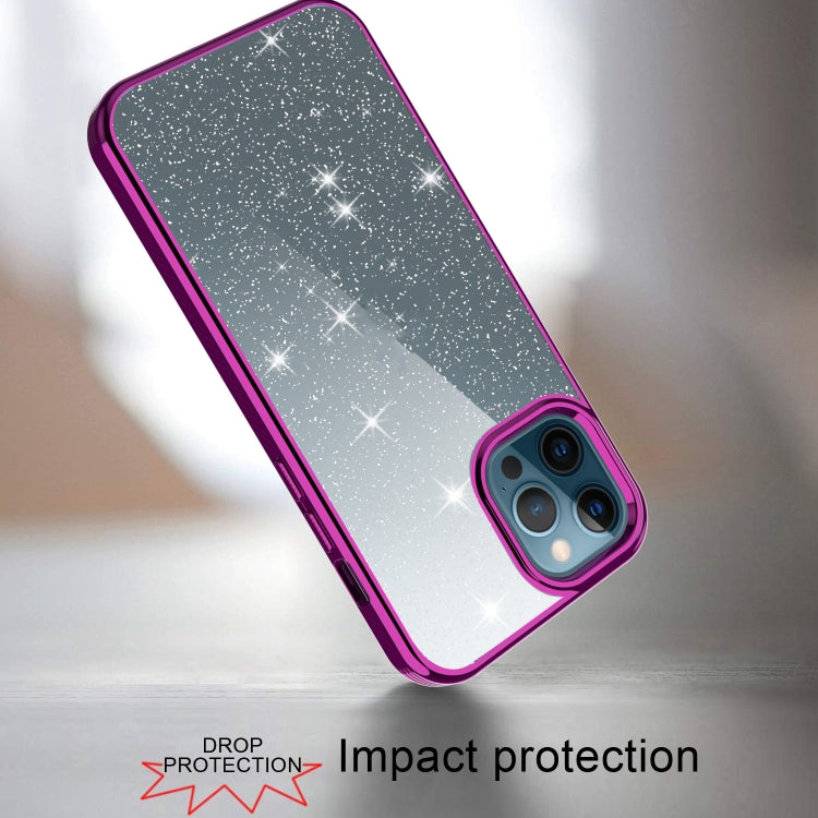For iPhone 12 Pro Max Electroplating Frame Glitter Powder Protective Case