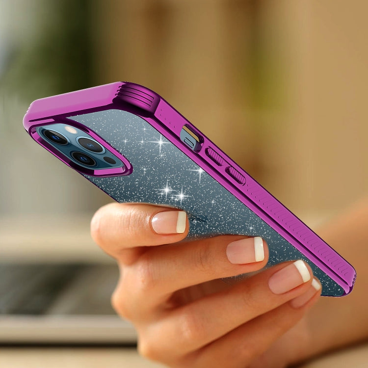 For iPhone 12 Pro Max Electroplating Frame Glitter Powder Protective Case