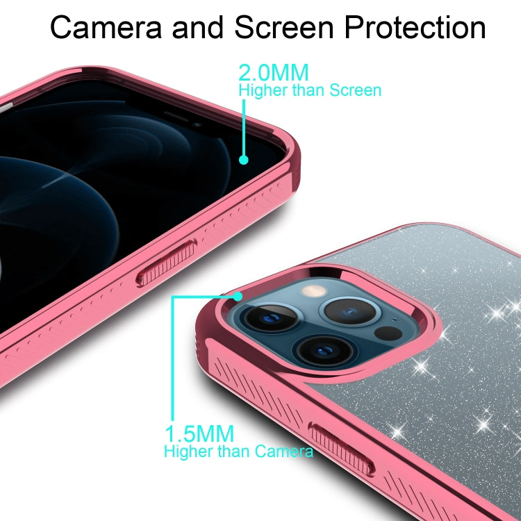 For iPhone 12 Pro Max Electroplating Frame Glitter Powder Protective Case