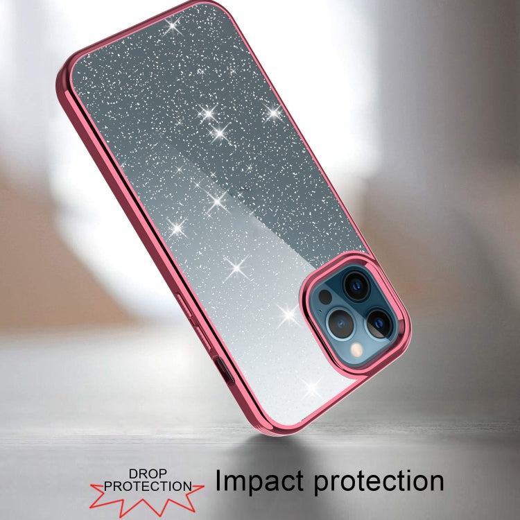 For iPhone 12 Pro Max Electroplating Frame Glitter Powder Protective Case