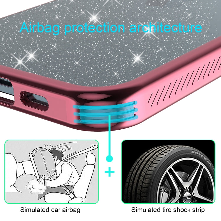 For iPhone 12 Pro Max Electroplating Frame Glitter Powder Protective Case