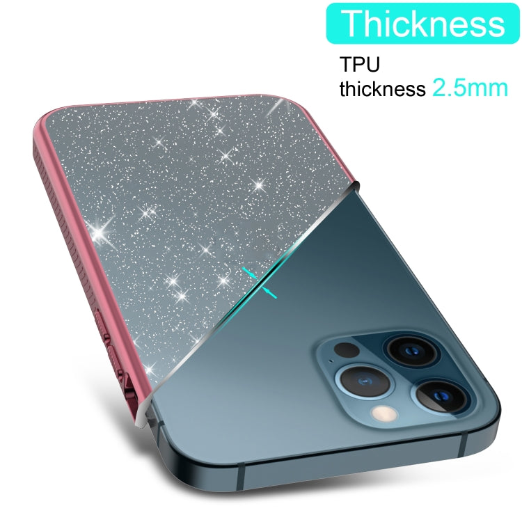 For iPhone 12 Pro Max Electroplating Frame Glitter Powder Protective Case