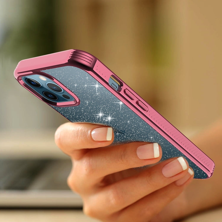 For iPhone 12 Pro Max Electroplating Frame Glitter Powder Protective Case