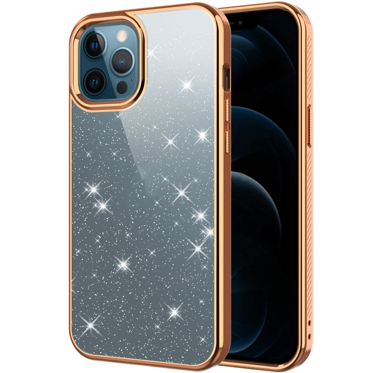 For iPhone 12 Pro Max Electroplating Frame Glitter Powder Protective Case