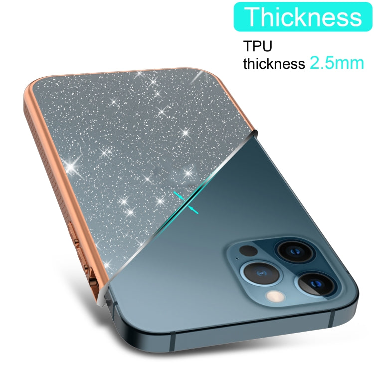 For iPhone 12 Pro Max Electroplating Frame Glitter Powder Protective Case