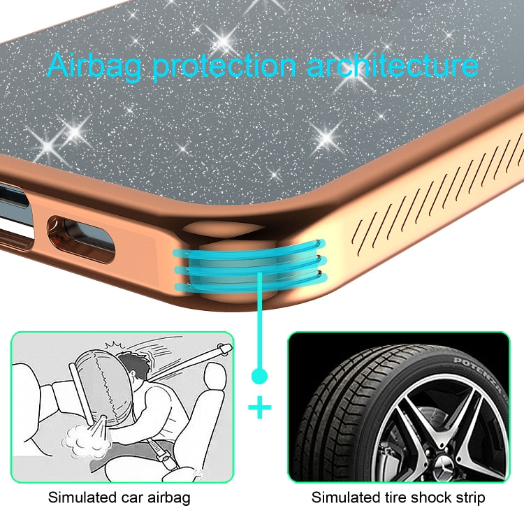 For iPhone 12 Pro Max Electroplating Frame Glitter Powder Protective Case