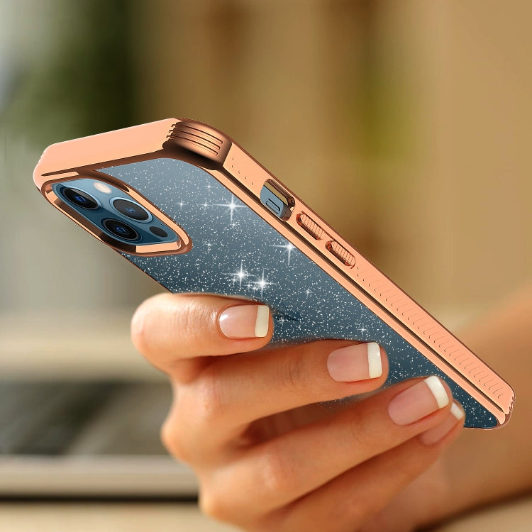 For iPhone 12 Pro Max Electroplating Frame Glitter Powder Protective Case