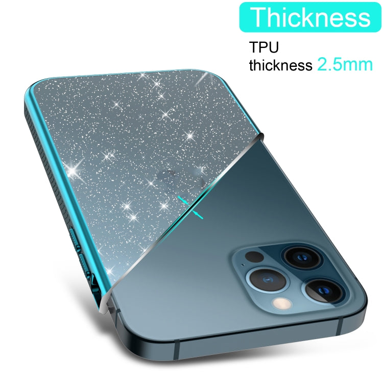 For iPhone 12 Pro Max Electroplating Frame Glitter Powder Protective Case