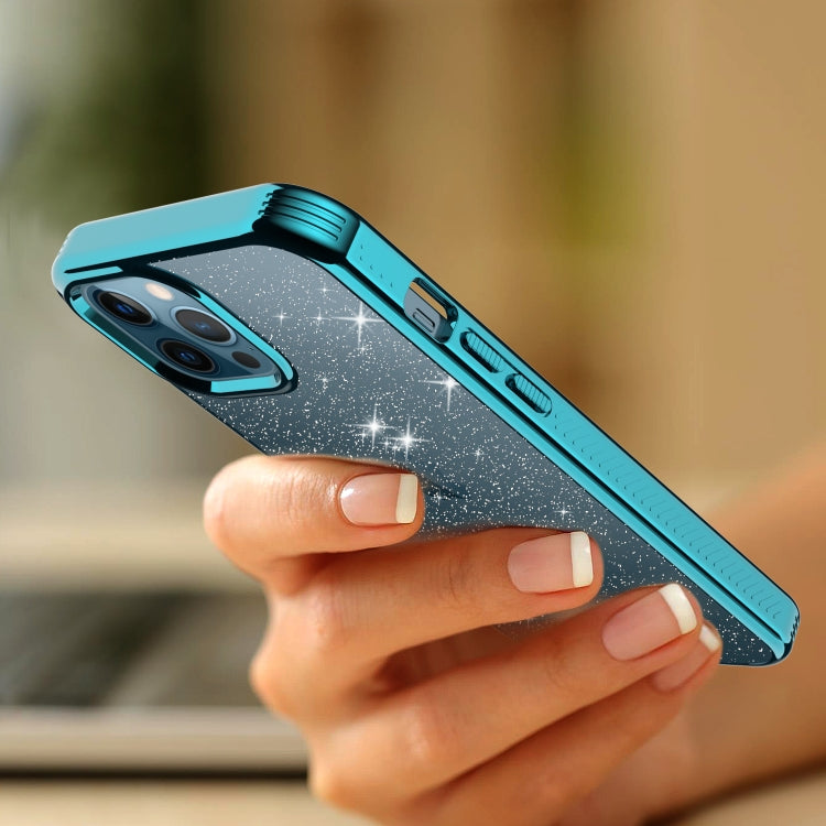 For iPhone 12 Pro Max Electroplating Frame Glitter Powder Protective Case