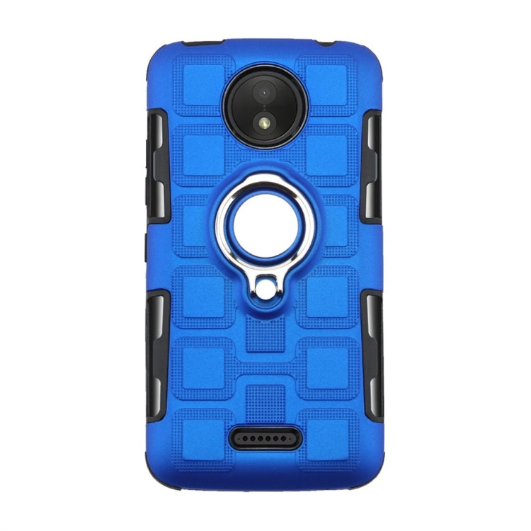 For Motorola Moto C Plus 2 In 1 Cube PC + TPU Protective Case with 360 Degrees Rotate Silver Ring Holder