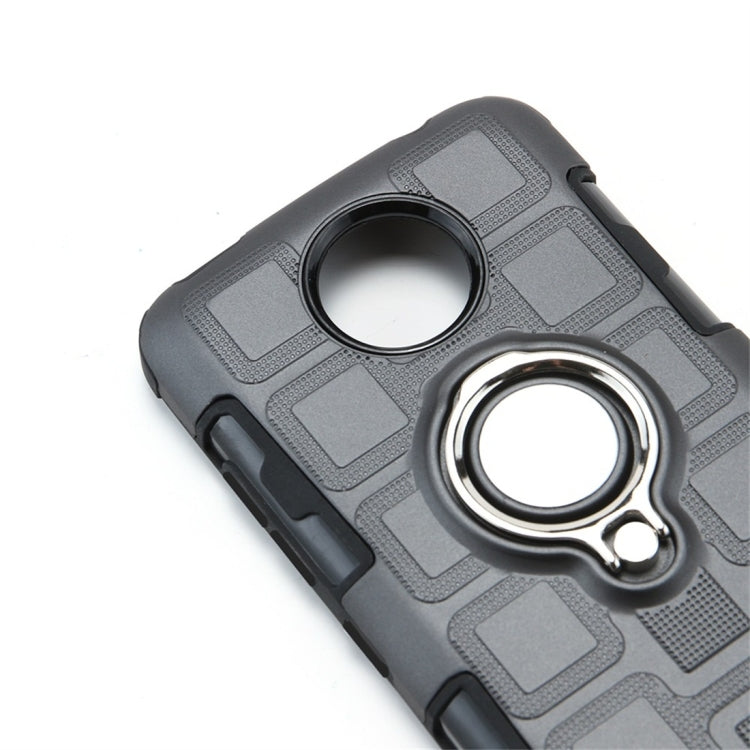 For Motorola Moto C Plus 2 In 1 Cube PC + TPU Protective Case with 360 Degrees Rotate Silver Ring Holder