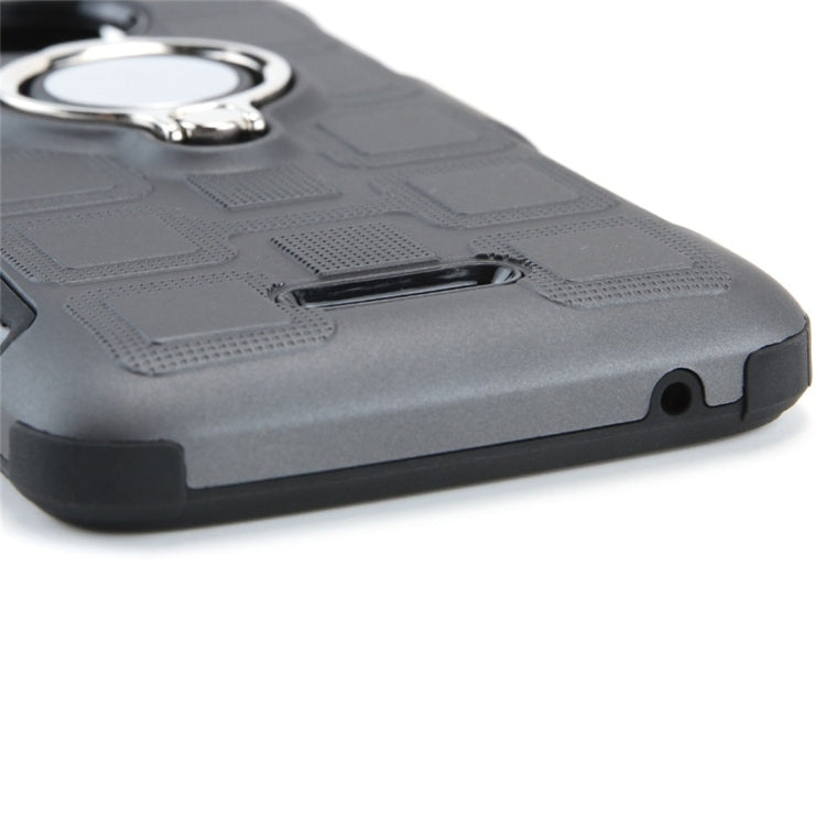 For Motorola Moto C Plus 2 In 1 Cube PC + TPU Protective Case with 360 Degrees Rotate Silver Ring Holder