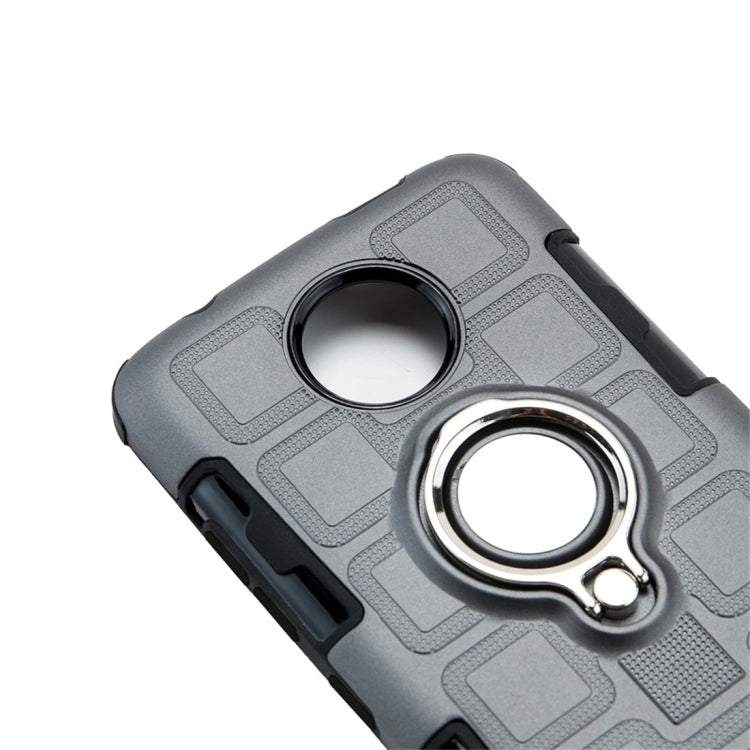 For Motorola Moto C 2 In 1 Cube PC + TPU Protective Case with 360 Degrees Rotate Silver Ring Holder