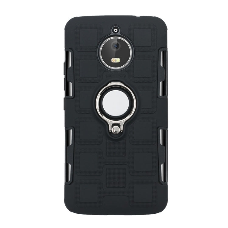 For Motorola Moto E4 Plus EU Version 2 In 1 Cube PC + TPU Protective Case with 360 Degrees Rotate Silver Ring Holder