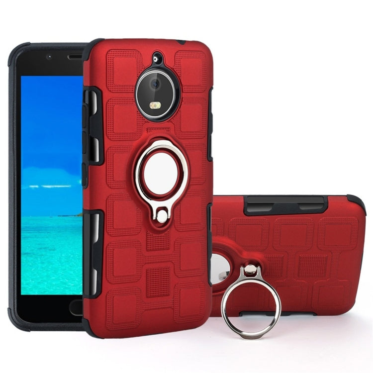 For Motorola Moto E4 Plus EU Version 2 In 1 Cube PC + TPU Protective Case with 360 Degrees Rotate Silver Ring Holder
