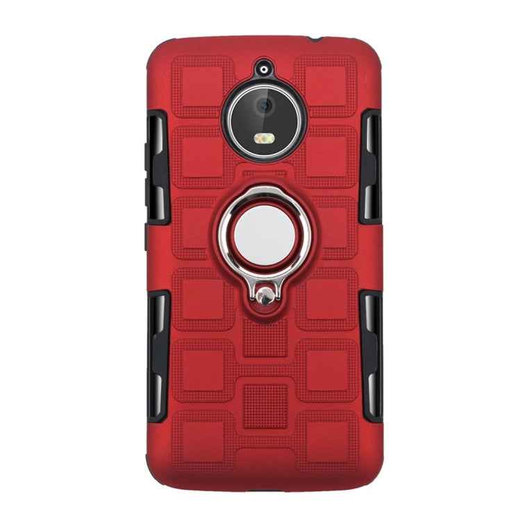 For Motorola Moto E4 Plus EU Version 2 In 1 Cube PC + TPU Protective Case with 360 Degrees Rotate Silver Ring Holder