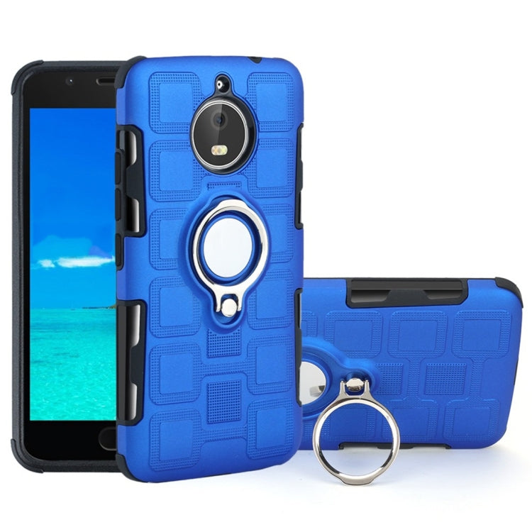 For Motorola Moto E4 Plus EU Version 2 In 1 Cube PC + TPU Protective Case with 360 Degrees Rotate Silver Ring Holder