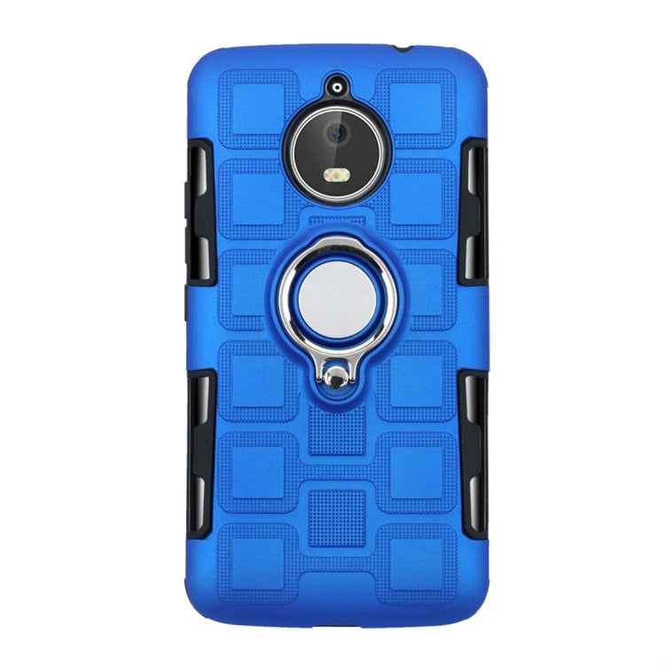 For Motorola Moto E4 Plus EU Version 2 In 1 Cube PC + TPU Protective Case with 360 Degrees Rotate Silver Ring Holder