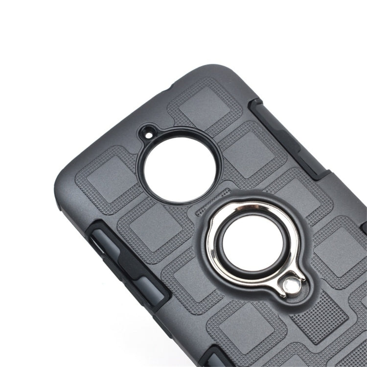 For Motorola Moto E4 Plus EU Version 2 In 1 Cube PC + TPU Protective Case with 360 Degrees Rotate Silver Ring Holder