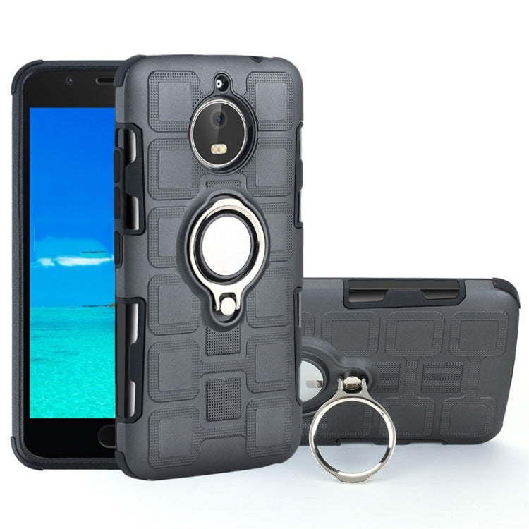 For Motorola Moto E4 Plus EU Version 2 In 1 Cube PC + TPU Protective Case with 360 Degrees Rotate Silver Ring Holder