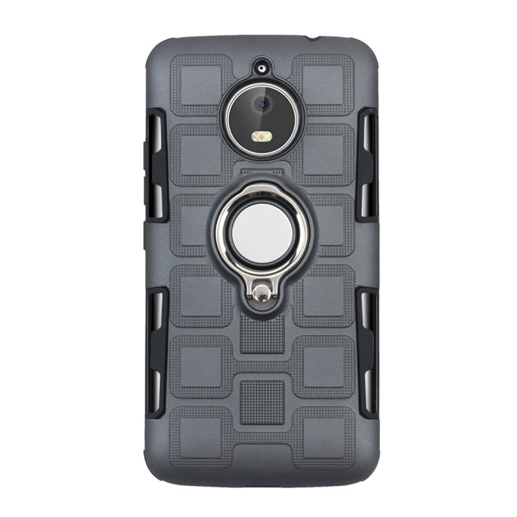 For Motorola Moto E4 Plus EU Version 2 In 1 Cube PC + TPU Protective Case with 360 Degrees Rotate Silver Ring Holder